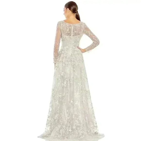 Mac Duggal 20402 Embellished Wrap Illusion A Line Gown 4 Pastel Floral Evening - Picture 3 of 12